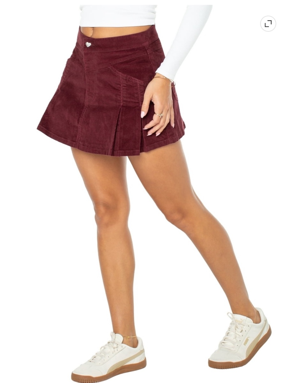 Celebrity Pink Western Pleated Corduroy Mini Skirt